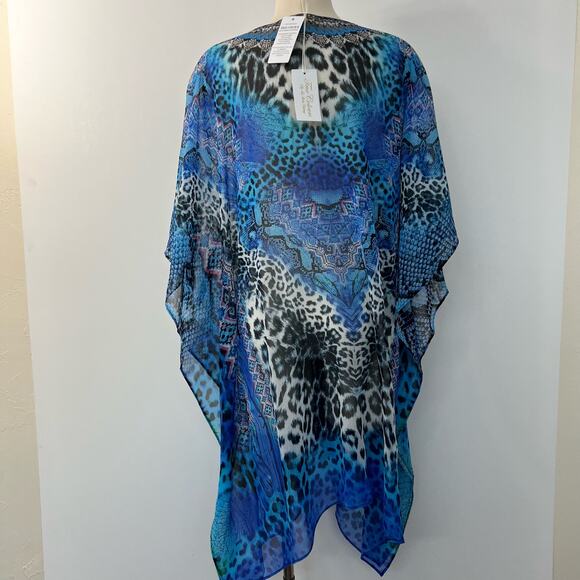 La Moda True Colours Jungle Adventures Cross Lace Kaftan Tunic Animal Print OS - Picture 4 of 9